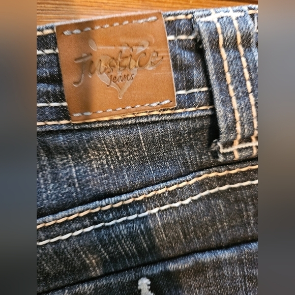 JUSTICE GIRL'S BOOTCUT MID-RISE OUTWARD STITCHING DETAIL SUPERCUTE JEANS SIZE 12 - Picture 10 of 16